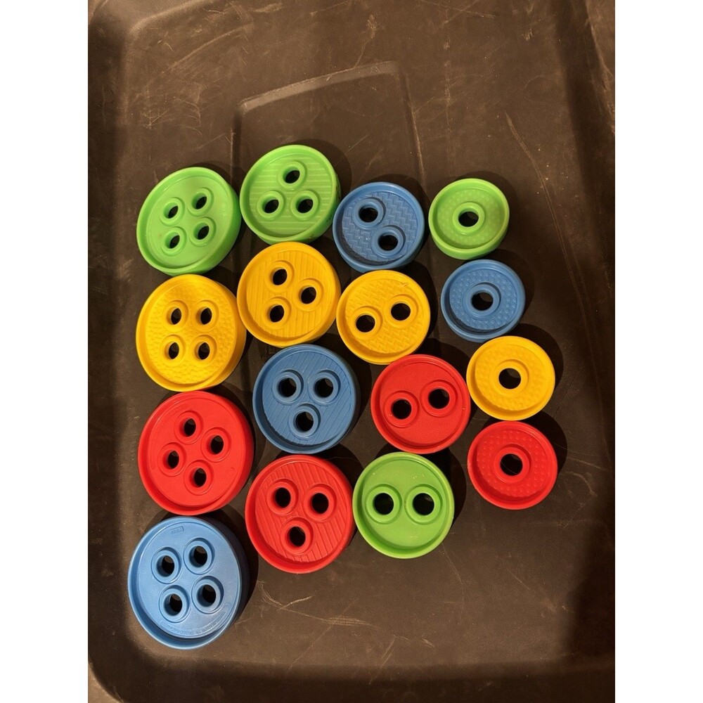 Vtg 90s Playskool Sewing Lacing Kit Threading Replacement 16 Buttons